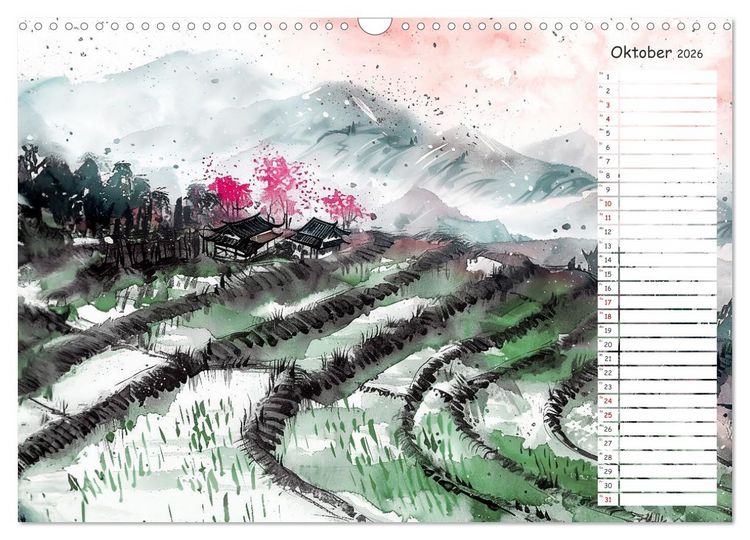 Produktbild: Chinas Harmonie - Terminplaner mit Landschaften und Symbolen (Wandkalender 2026 DIN A3 quer), CALVENDO Monatskalender