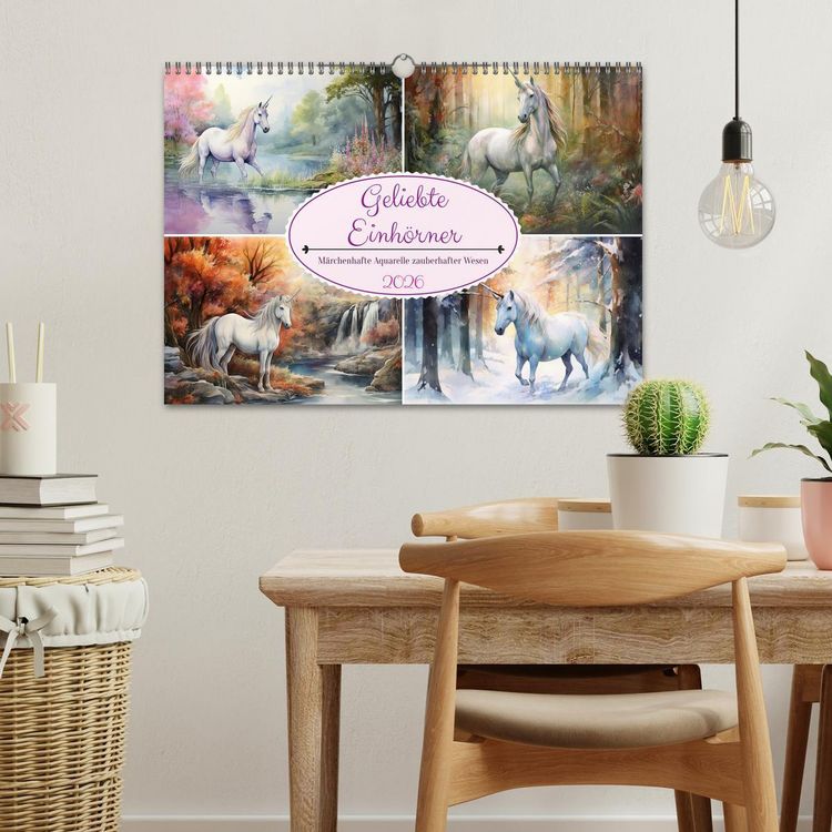 Produktbild: Geliebte Einh&ouml;rner (Wandkalender 2026 DIN A3 quer), CALVENDO Monatskalender