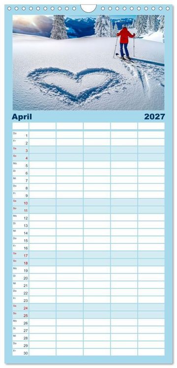 Produktbild: Familienplaner 2027 - Skifahren - endlich Schnee mit 5 Spalten (Wandkalender, 21 x 45 cm) CALVENDO