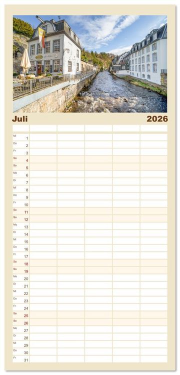 Produktbild: Familienplaner 2026 - Monschau Impressionen mit 5 Spalten (Wandkalender, 21 x 45 cm) CALVENDO