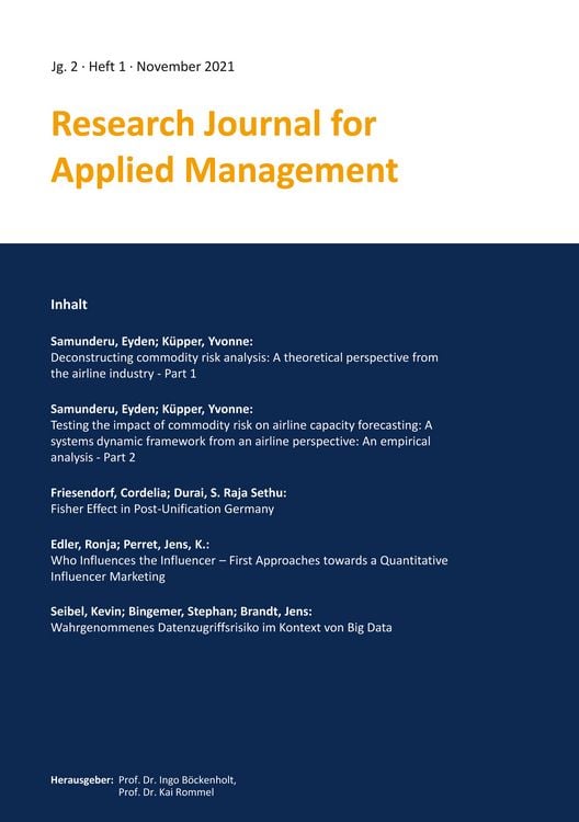Produktbild: Research Journal for Applied Management - Jg. 2, Heft 1