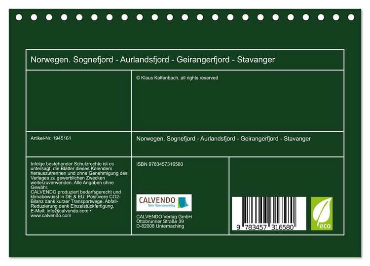 Produktbild: Norwegen. Sognefjord - Aurlandsfjord - Geirangerfjord - Stavanger (Tischkalender 2026 DIN A5 quer), CALVENDO Monatskalender