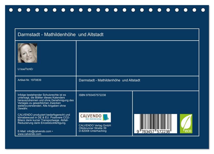 Produktbild: Darmstadt - Mathildenh&ouml;he und Altstadt (Tischkalender 2026 DIN A5 quer), CALVENDO Monatskalender