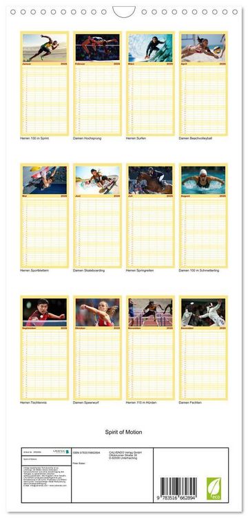 Produktbild: Familienplaner 2026 - Spirit of Motion mit 5 Spalten (Wandkalender, 21 x 45 cm) CALVENDO