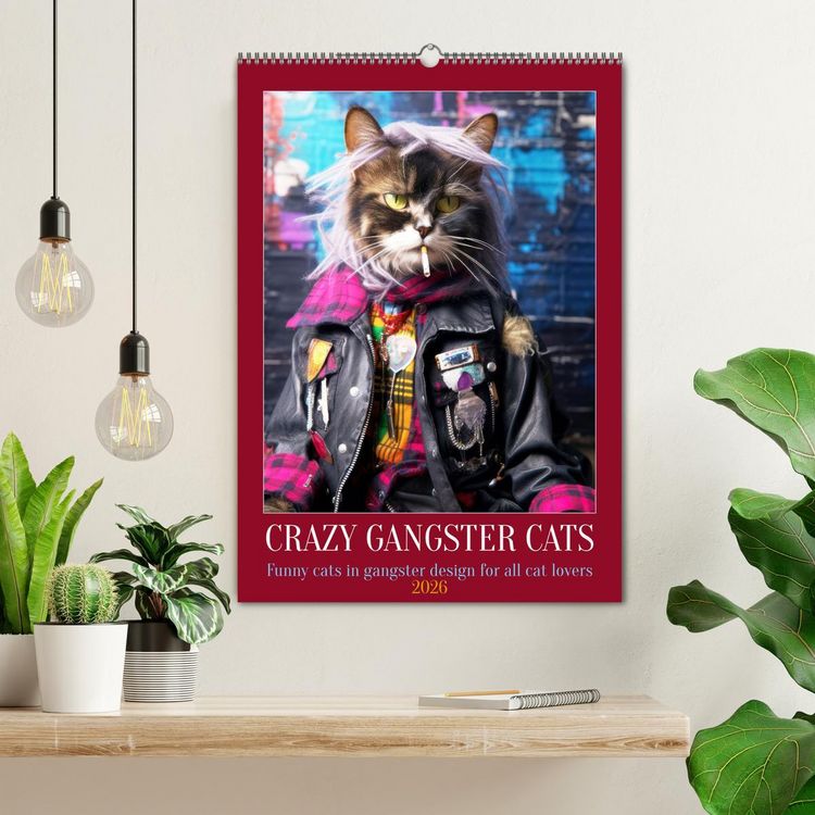 Produktbild: Crazy gangster cats (Wall Calendar 2026 DIN A2 portrait), CALVENDO 12 Month Wall Calendar