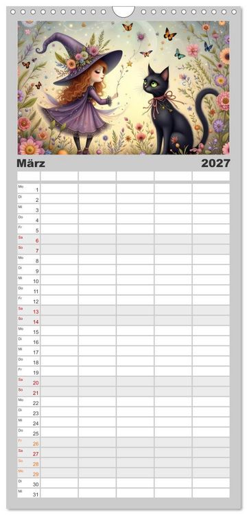 Produktbild: Familienplaner 2027 - Luna, die kleine Zauberhexe mit 5 Spalten (Wandkalender, 21 x 45 cm) CALVENDO