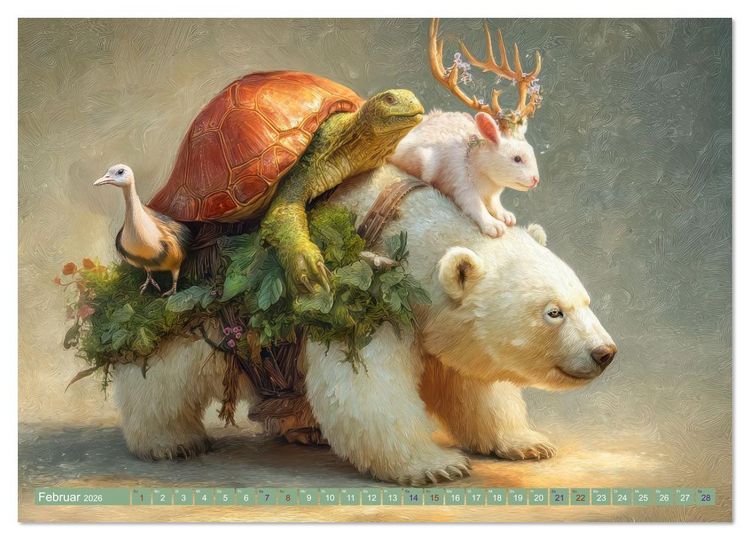 Produktbild: Humorvolle Tieranh&auml;ufungen - Voller Fantasie (hochwertiger Premium Wandkalender 2026 DIN A2 quer), Kunstdruck in Hochglanz