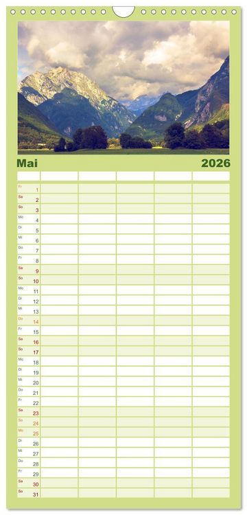 Produktbild: Familienplaner 2026 - Slowenische Landschaften mit 5 Spalten (Wandkalender, 21 x 45 cm) CALVENDO