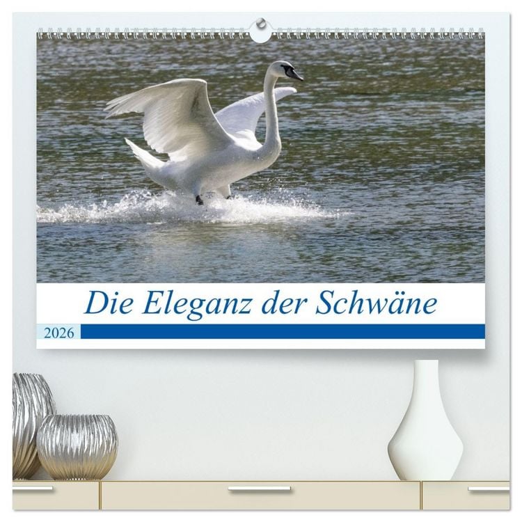 Produktbild: Die Eleganz der Schw&auml;ne (hochwertiger Premium Wandkalender 2026 DIN A2 quer), Kunstdruck in Hochglanz