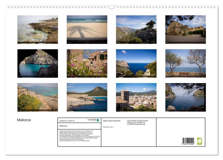 Produktbild: Mallorca (Wandkalender 2026 DIN A2 quer), CALVENDO Monatskalender