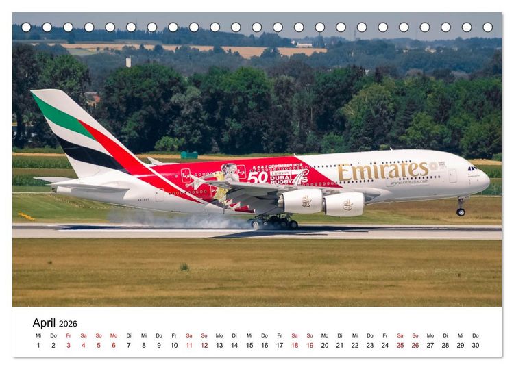 Produktbild: Flugzeuge von Airbus 2026 (Tischkalender 2026 DIN A5 quer), CALVENDO Monatskalender