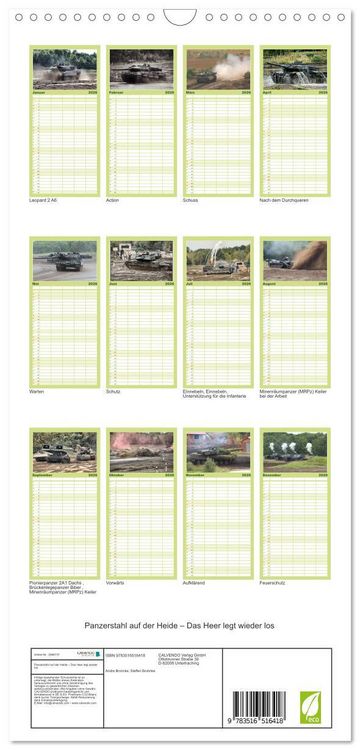 Produktbild: Familienplaner 2026 - Panzerstahl auf der Heide &ndash; Das Heer legt wieder los mit 5 Spalten (Wandkalender, 21 x 45 cm) CALVENDO