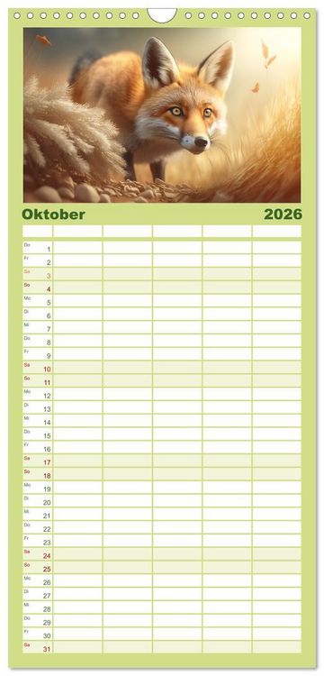 Produktbild: Familienplaner 2026 - Im Paradies der Tiere mit 5 Spalten (Wandkalender, 21 x 45 cm) CALVENDO