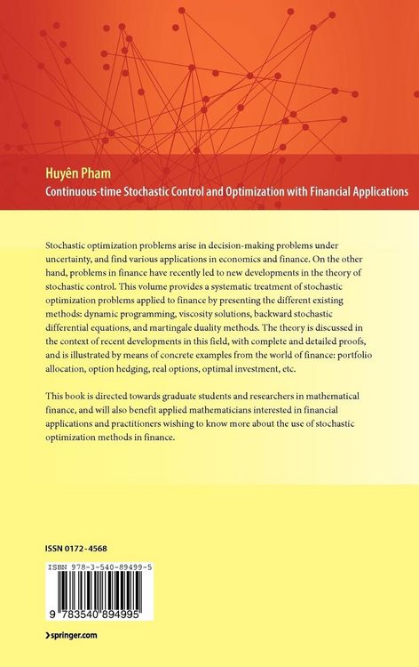 Produktbild: Continuous-time Stochastic Control and Optimization with Financial Applications