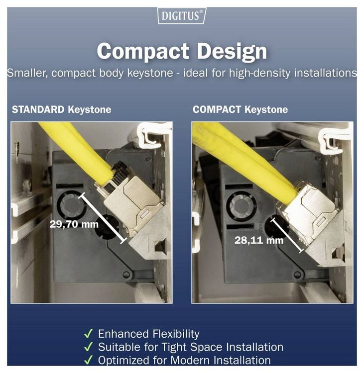 Produktbild: Digitus RJ45-Einbaumodul Keystone CAT 6a 1St.