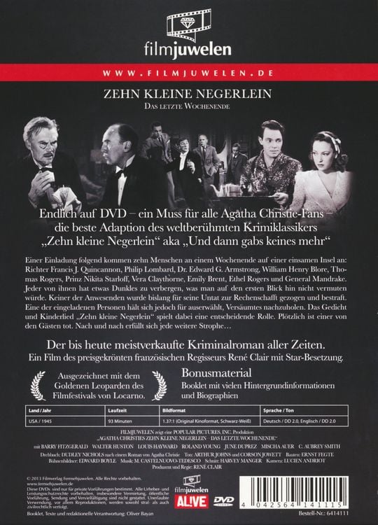 Produktbild: Agatha Christie - Zehn kleine Negerlein (Das letzte Wochenende) - Filmjuwelen