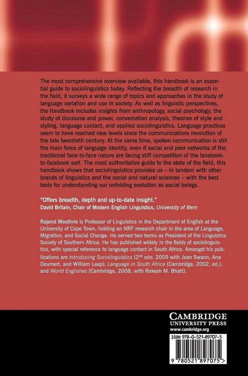 Produktbild: The Cambridge Handbook of Sociolinguistics