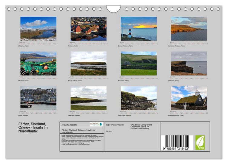 Produktbild: F&auml;r&ouml;er, Shetland, Orkney - Inseln im Nordatlantik (Wandkalender 2026 DIN A4 quer), CALVENDO Monatskalender