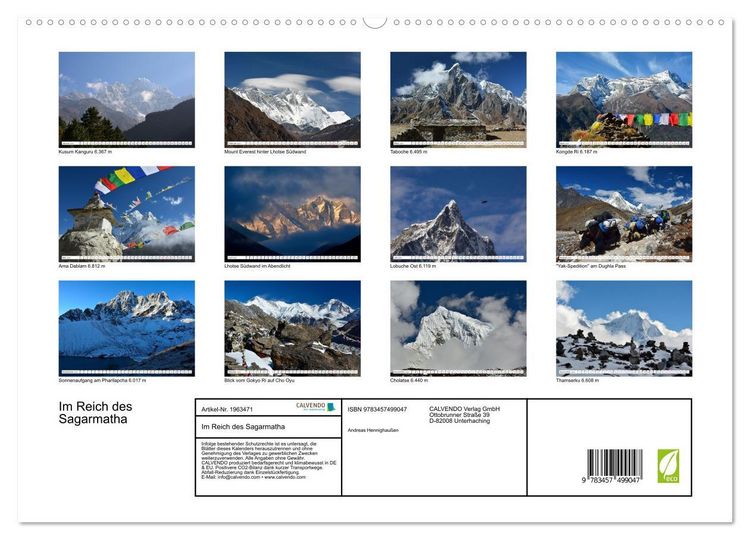 Produktbild: Im Reich des Sagarmatha (hochwertiger Premium Wandkalender 2026 DIN A2 quer), Kunstdruck in Hochglanz
