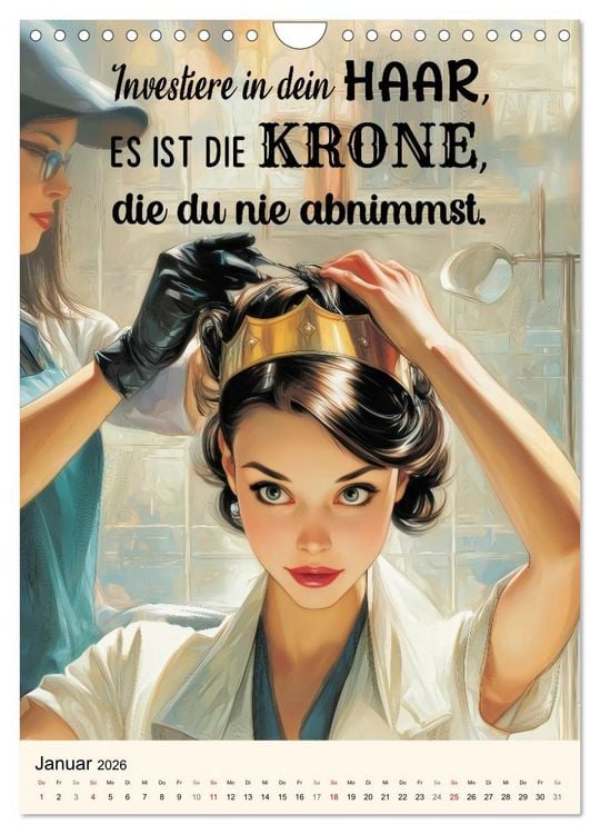 Produktbild: Friseurspr&uuml;che, Spa&szlig; rund um Frisuren, Kamm und Schere (Wandkalender 2026 DIN A4 hoch), CALVENDO Monatskalender