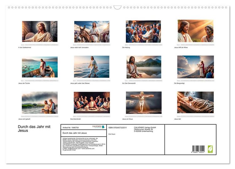 Produktbild: Durch das Jahr mit Jesus (Wandkalender 2026 DIN A2 quer), CALVENDO Monatskalender