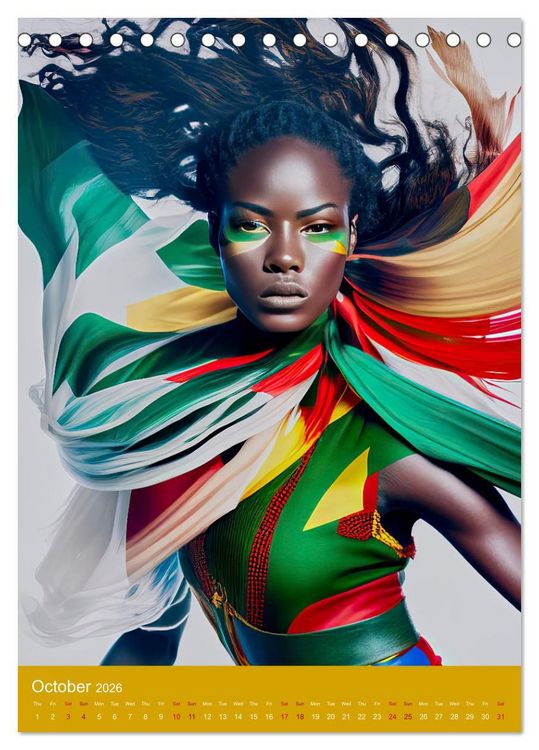 Produktbild: African beauties in a feather style (Desk Calendar 2026 DIN A5 portrait), CALVENDO 12 Month DeskCalendar