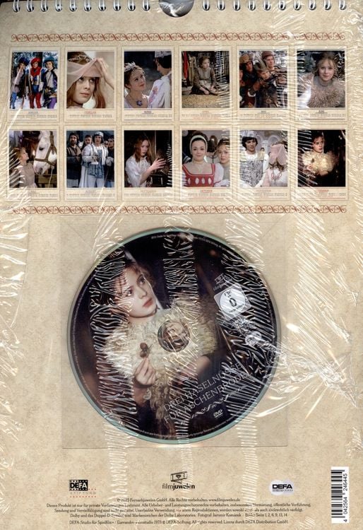 Produktbild: Drei Haseln&uuml;sse f&uuml;r Aschenbr&ouml;del - Kalender 2026 inkl. DVD (Wandkalender / Fotokalender) (Filmjuwelen / DEFA-M&auml;rchen)