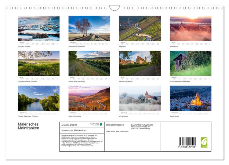 Produktbild: Malerisches Mainfranken (Wandkalender 2026 DIN A3 quer), CALVENDO Monatskalender