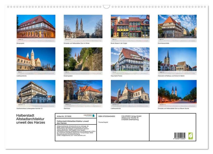 Produktbild: Halberstadt Altstadtarchitektur unweit des Harzes (Wandkalender 2027 DIN A2 quer), CALVENDO Monatskalender