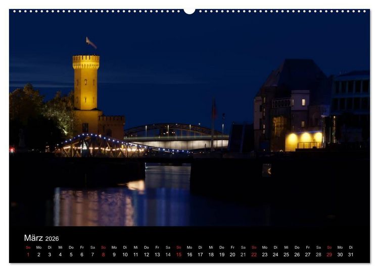 Produktbild: K&ouml;ln bei Nacht (hochwertiger Premium Wandkalender 2026 DIN A2 quer), Kunstdruck in Hochglanz