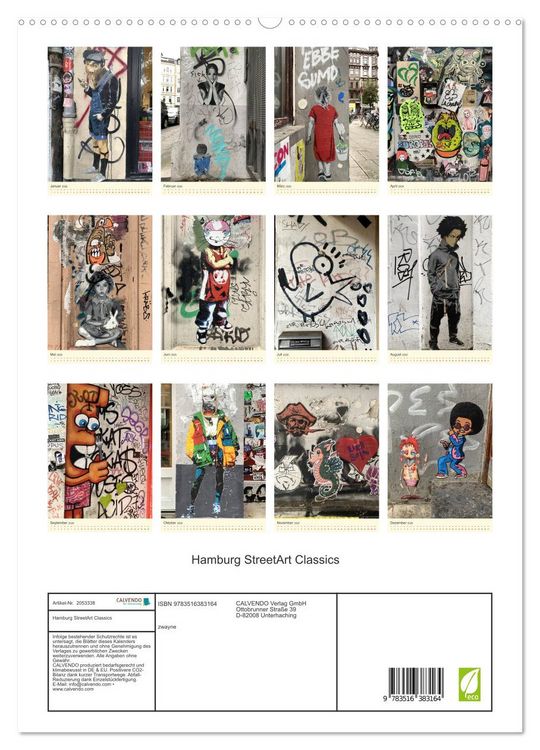 Produktbild: Hamburg StreetArt Classics (hochwertiger Premium Wandkalender 2026 DIN A2 hoch), Kunstdruck in Hochglanz