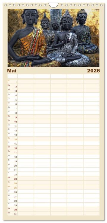Produktbild: Familienplaner 2026 - All U Buddhas mit 5 Spalten (Wandkalender, 21 x 45 cm) CALVENDO