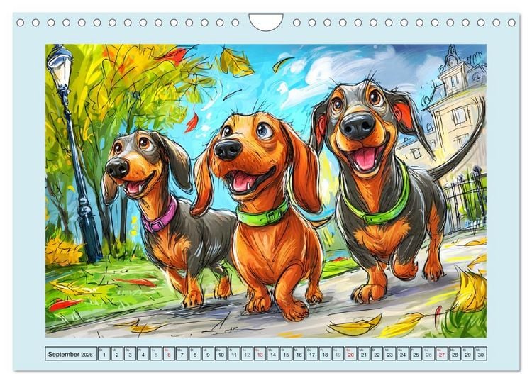 Produktbild: Dackel Fun. Zauberhafte Hunde Cartoons f&uuml;rs Herz (Wandkalender 2026 DIN A4 quer), CALVENDO Monatskalender
