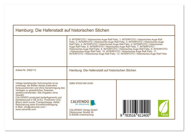 Produktbild: Hamburg: Die Hafenstadt auf historischen Stichen (Tischkalender 2026 DIN A5 quer), CALVENDO Monatskalender