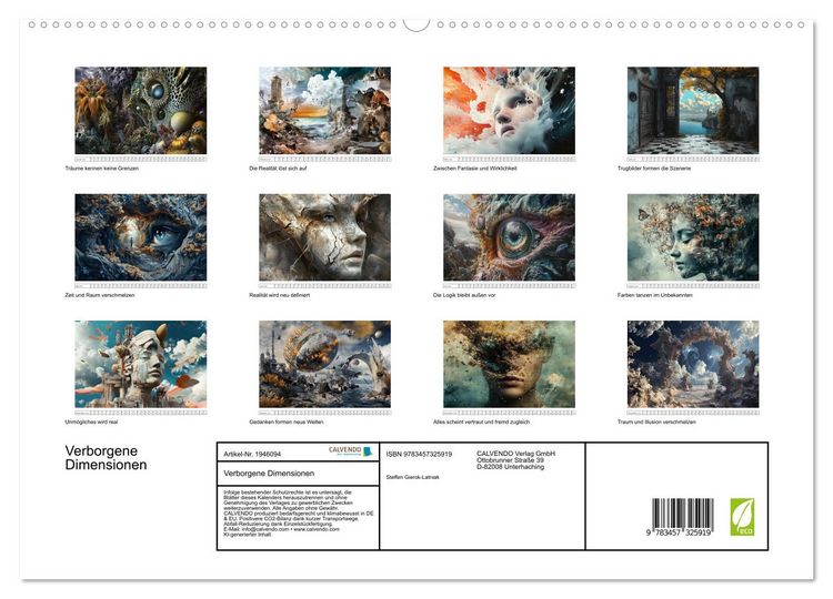 Produktbild: Verborgene Dimensionen (hochwertiger Premium Wandkalender 2026 DIN A2 quer), Kunstdruck in Hochglanz