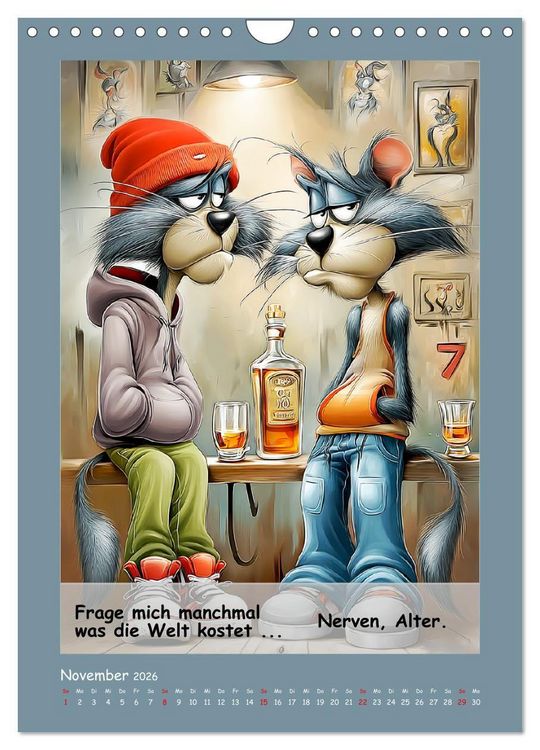 Produktbild: Kratzige Kerle. Trockener Katzenhumor vom Feinsten (Wandkalender 2026 DIN A4 hoch), CALVENDO Monatskalender