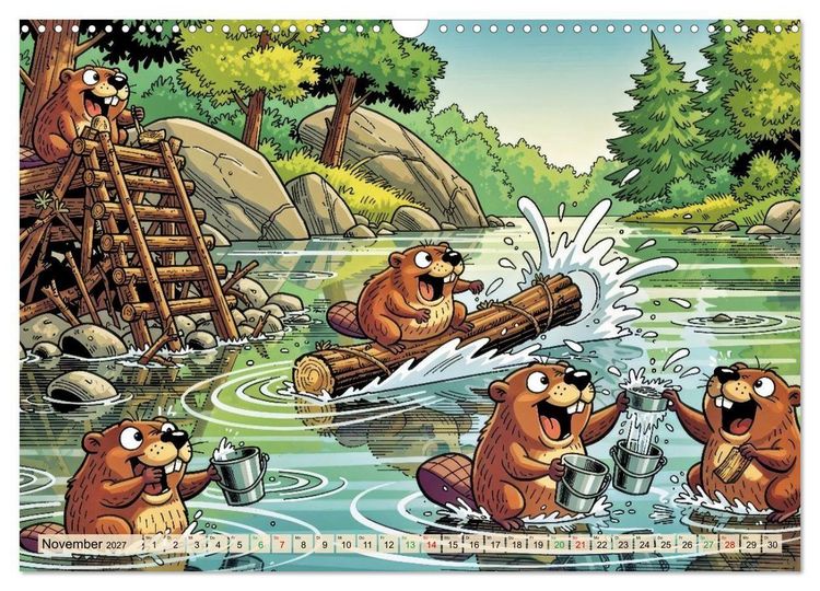 Produktbild: Lustige Biber - Comic (Wandkalender 2027 DIN A3 quer), CALVENDO Monatskalender
