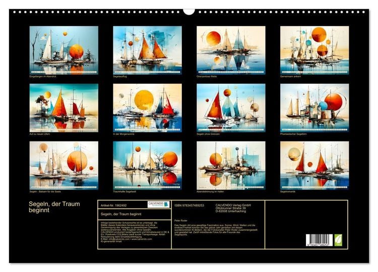 Produktbild: Segeln, der Traum beginnt (Wandkalender 2026 DIN A2 quer), CALVENDO Monatskalender
