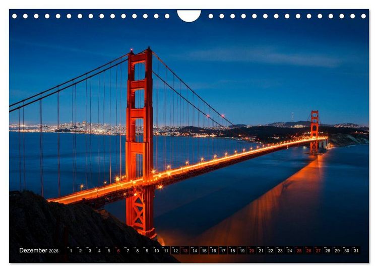 Produktbild: Golden Gate Bridge (Wandkalender 2026 DIN A4 quer), CALVENDO Monatskalender