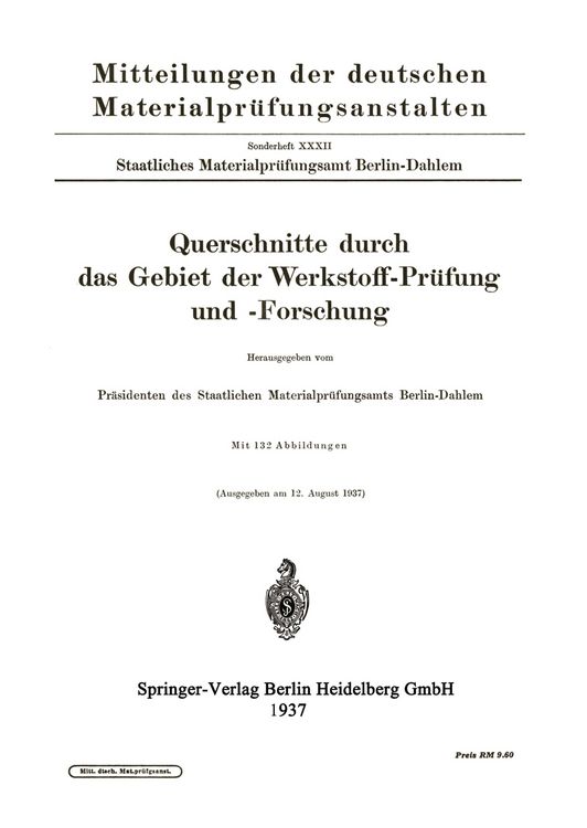Produktbild: Querschnitte durch das Gebiet der Werkstoff-Pr&uuml;fung und -Forschung