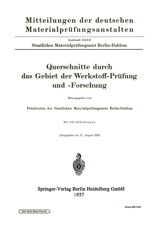 Produktbild: Querschnitte durch das Gebiet der Werkstoff-Pr&uuml;fung und -Forschung