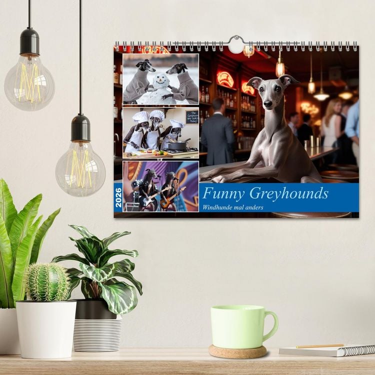 Produktbild: Funny Greyhounds - Windhunde mal anders (Wandkalender 2026 DIN A4 quer), CALVENDO Monatskalender