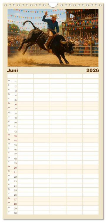 Produktbild: Familienplaner 2026 - Cowboy Alltag und Western Staub mit 5 Spalten (Wandkalender, 21 x 45 cm) CALVENDO