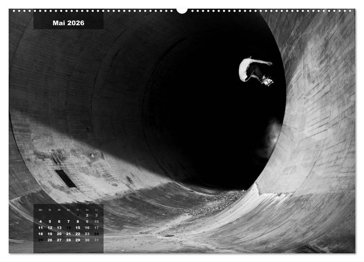 Produktbild: Skateboarden in Schwarz-Wei&szlig; (hochwertiger Premium Wandkalender 2026 DIN A2 quer), Kunstdruck in Hochglanz