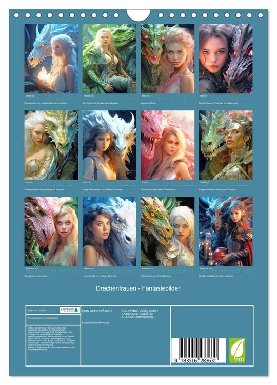 Produktbild: Drachenfrauen - Fantasiebilder (Wandkalender 2026 DIN A4 hoch), CALVENDO Monatskalender