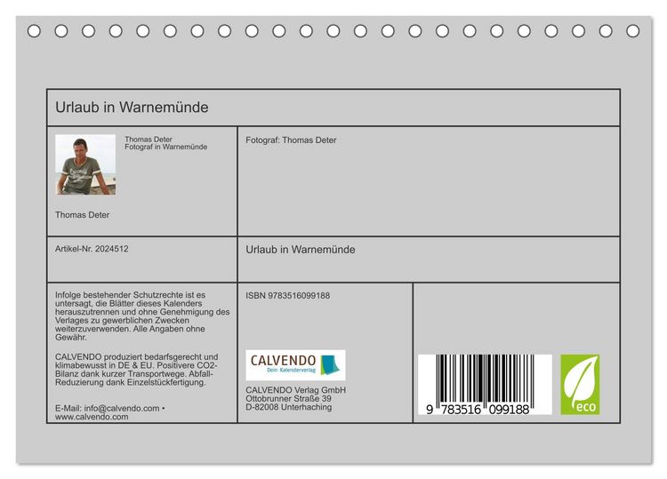 Produktbild: Urlaub in Warnem&uuml;nde (Tischkalender 2026 DIN A5 quer), CALVENDO Monatskalender