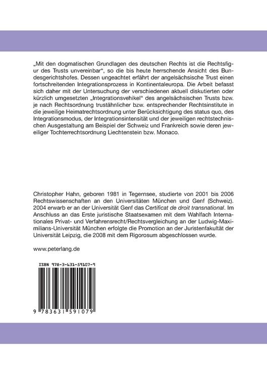 Produktbild: Integrationsstufen des angels&auml;chsischen Trusts innerhalb der Heimatrechtsordnung am Beispiel der Schweiz, Frankreich sowie Liechtenstein und Monaco