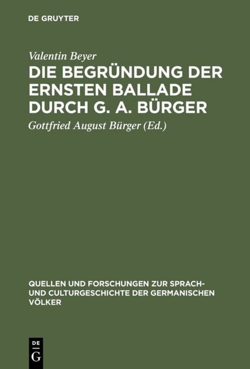 Produktbild: Die Begr&uuml;ndung der ernsten Ballade durch G. A. B&uuml;rger