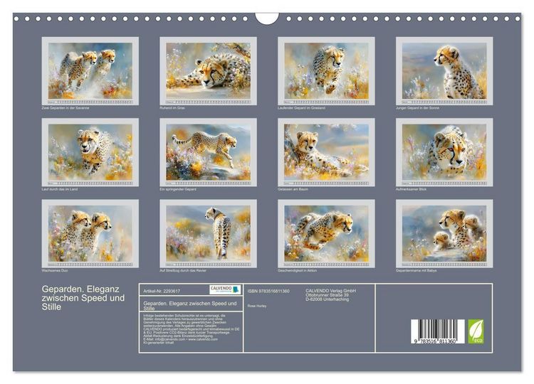 Produktbild: Geparden. Eleganz zwischen Speed und Stille (Wandkalender 2027 DIN A3 quer), CALVENDO Monatskalender