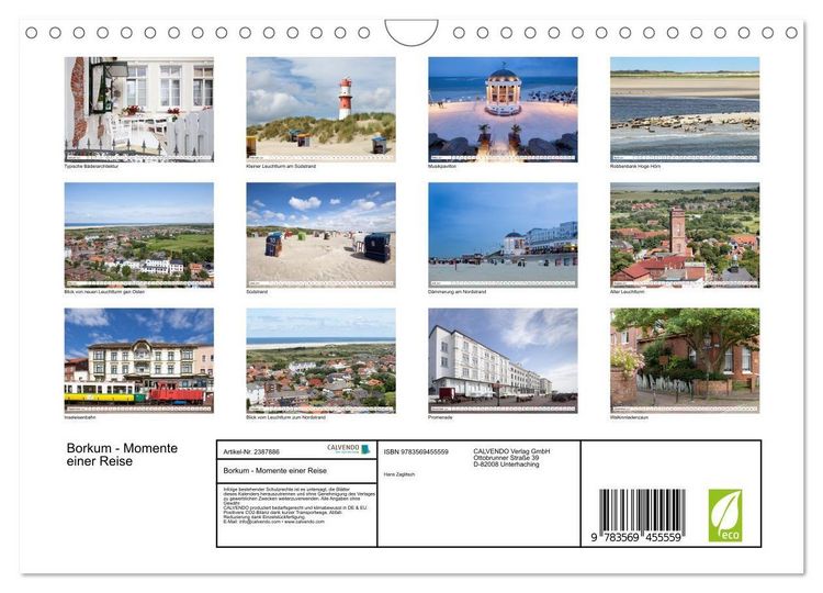 Produktbild: Borkum - Momente einer Reise (Wandkalender 2027 DIN A4 quer), CALVENDO Monatskalender